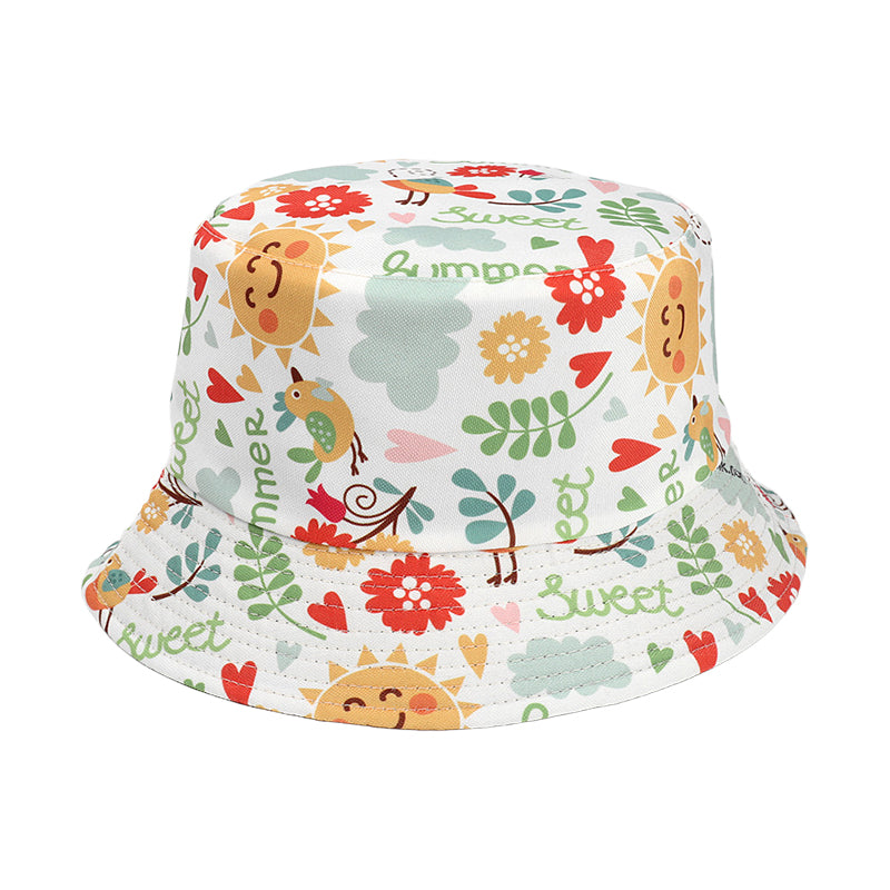 Colorful print polyester material breathable bucket hats