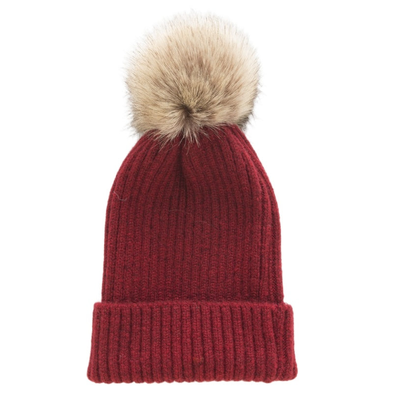 Lady single layer cashmere blend winter knit hats