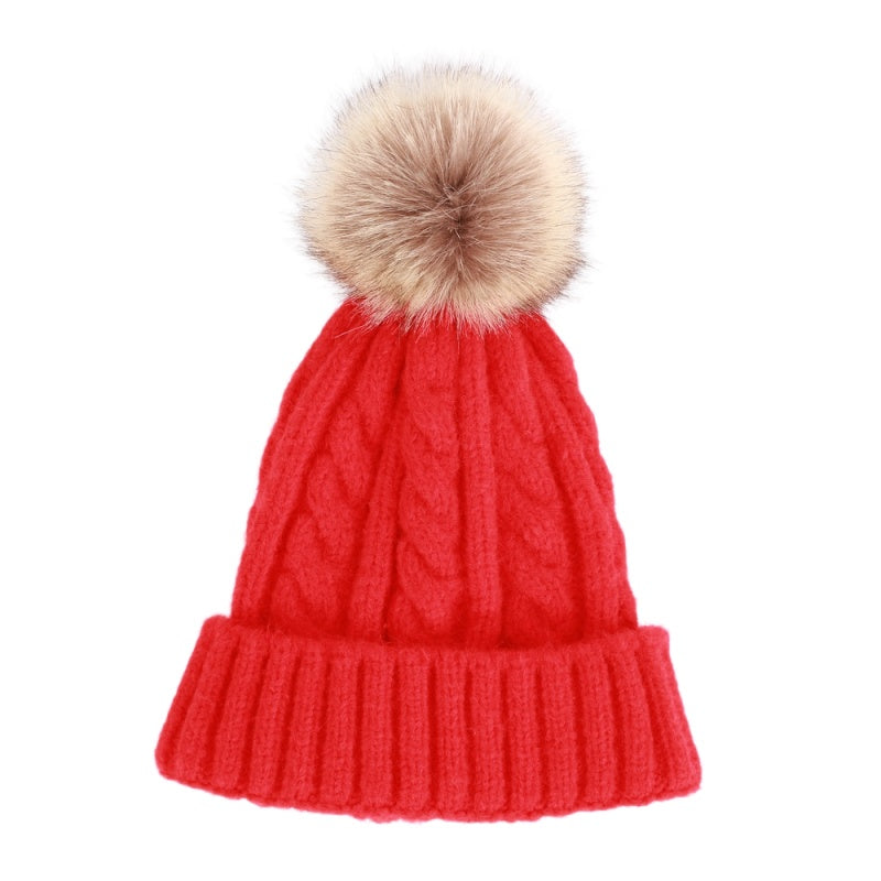 Thickened winter knitted hat with twisted pattern