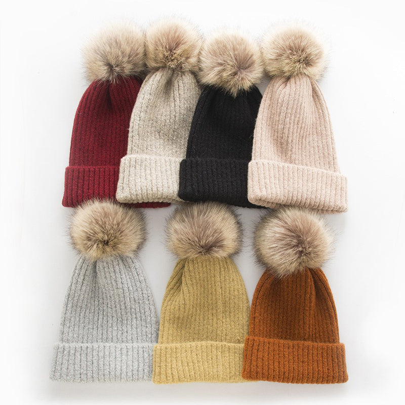 Lady single layer cashmere blend winter knit hats