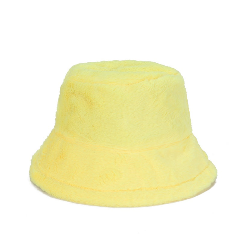 Winter soft plush material bucket hats with multicolor