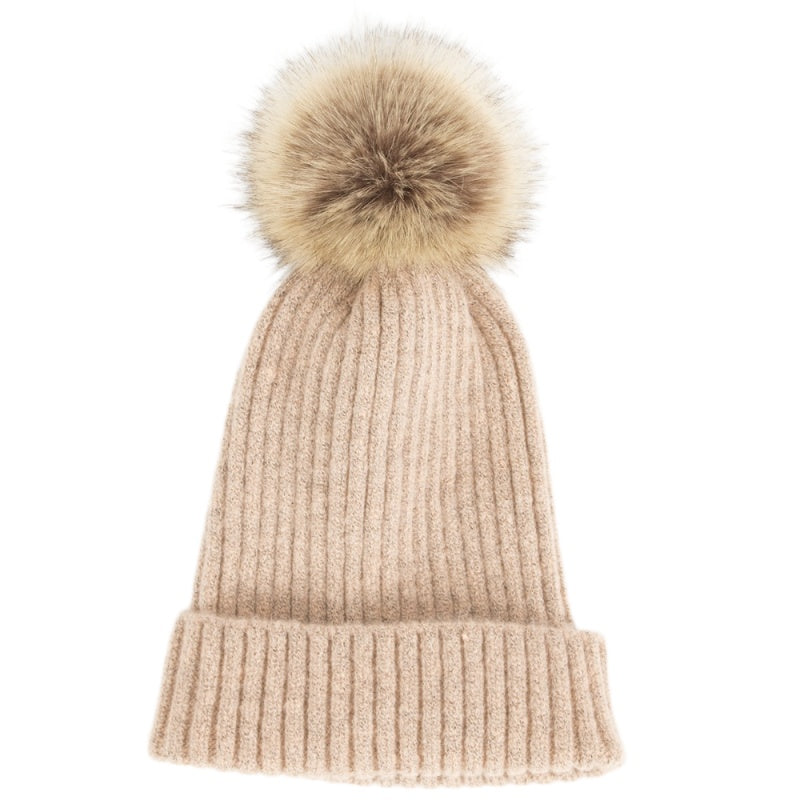 Lady single layer cashmere blend winter knit hats