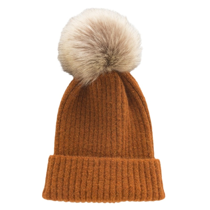Lady single layer cashmere blend winter knit hats