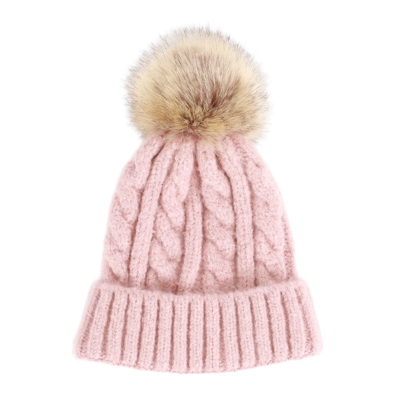 Thickened winter knitted hat with twisted pattern