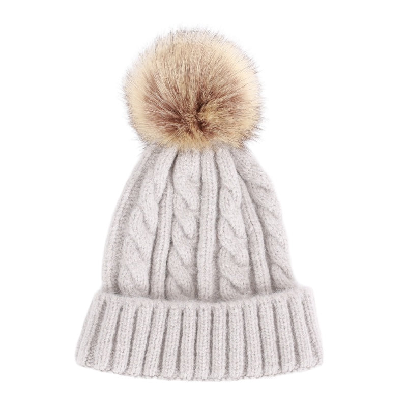 Thickened winter knitted hat with twisted pattern
