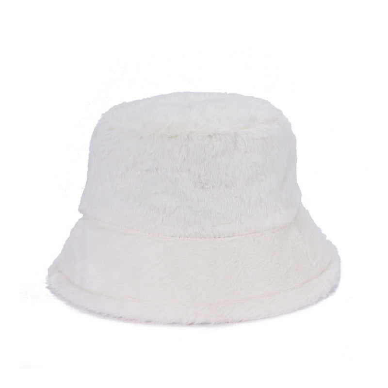 Winter soft plush material bucket hats with multicolor