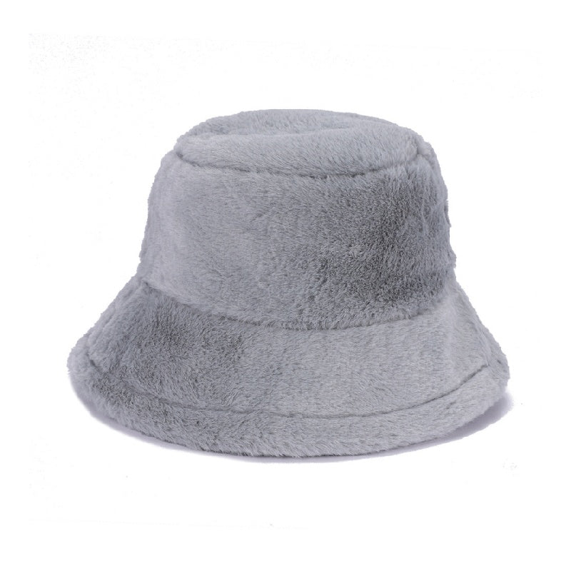 Winter soft plush material bucket hats with multicolor
